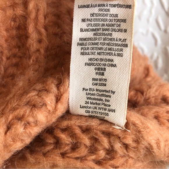Free People Fluffy Fox Papaya Wool Alpaca Blend Oversized Turtleneck Sweater XS - Picture 16 of 16